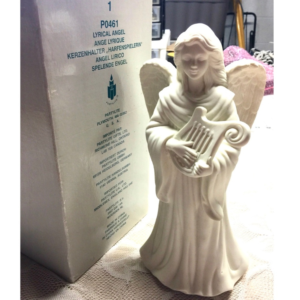 3/$40 Vtg NIB~PARTYLITE "Lyrical Angel" Bisque Porcelain Taper Candle Holder